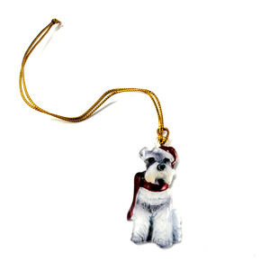 Schnauzer Dog Christmas Tree Ornament Santa Hat Scarf Holiday Decor Hanging